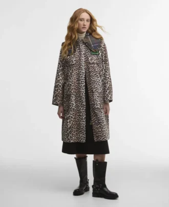 Barbour x GANNI Leopard Print Waterproof Parka Jacket