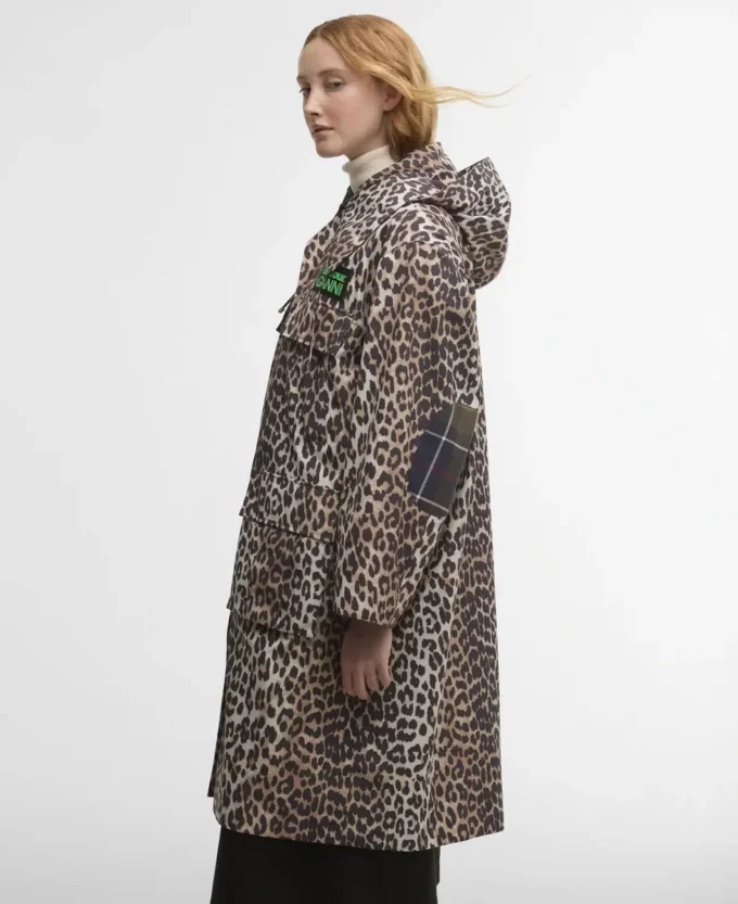 Barbour x GANNI Leopard Print Waterproof Parka Jacket Barbour x GANNI Leopard Print Waterproof Parka Jacket