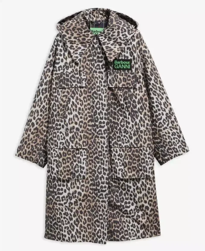 Barbour x GANNI Leopard Print Waterproof Parka Jacket Barbour x GANNI Leopard Print Waterproof Parka Jacket