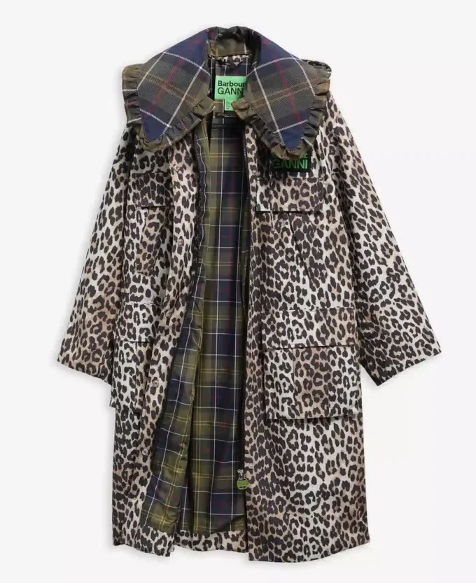 Barbour x GANNI Leopard Print Waterproof Parka Jacket Barbour x GANNI Leopard Print Waterproof Parka Jacket