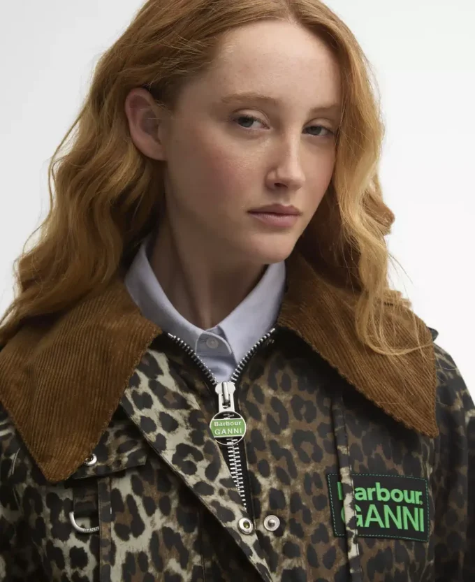 Barbour x GANNI Leopard Print Waxed Anorak Barbour x GANNI Leopard Print Waxed Anorak