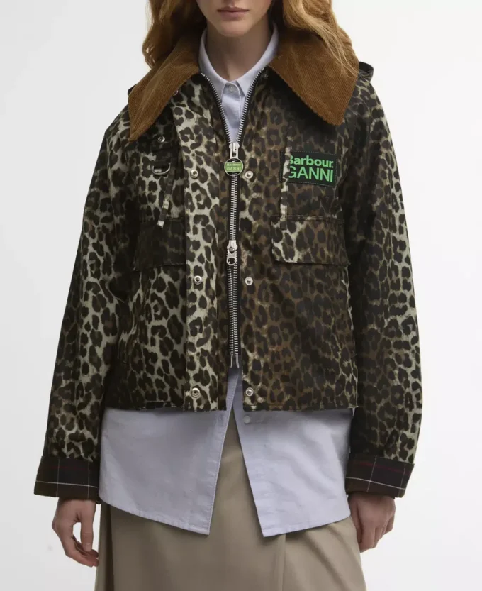 Barbour x GANNI Leopard Print Waxed Anorak Barbour x GANNI Leopard Print Waxed Anorak