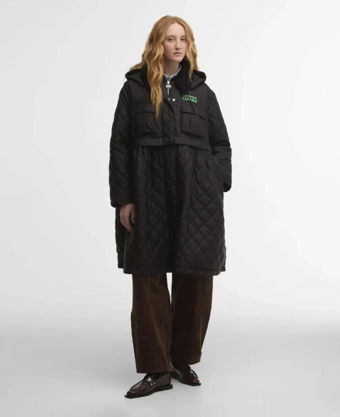 Barbour x GANNI Peplum Longline Quilted Jacket Barbour x GANNI Peplum Longline Quilted Jacket