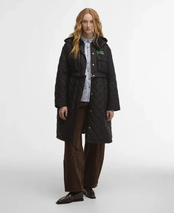 Barbour x GANNI Peplum Longline Quilted Jacket Barbour x GANNI Peplum Longline Quilted Jacket