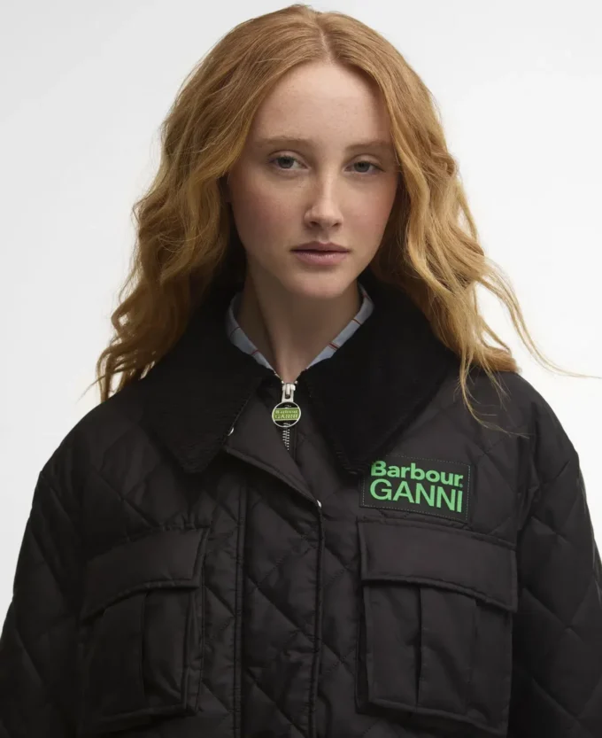 Barbour x GANNI Peplum Longline Quilted Jacket Barbour x GANNI Peplum Longline Quilted Jacket