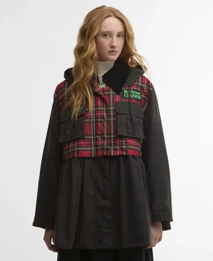 Barbour x GANNI Tartan Peplum Waxed Jacket Barbour x GANNI Tartan Peplum Waxed Jacket