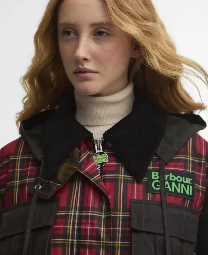 Barbour x GANNI Tartan Peplum Waxed Jacket Barbour x GANNI Tartan Peplum Waxed Jacket