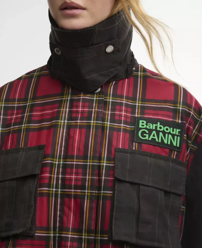 Barbour x GANNI Tartan Peplum Waxed Jacket Barbour x GANNI Tartan Peplum Waxed Jacket